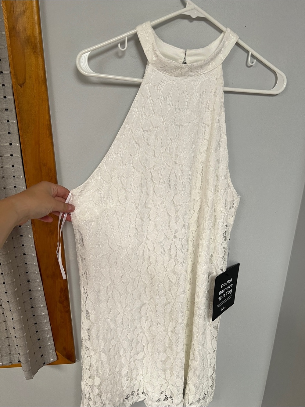 Lulu's White Lace Halter Mini Dress